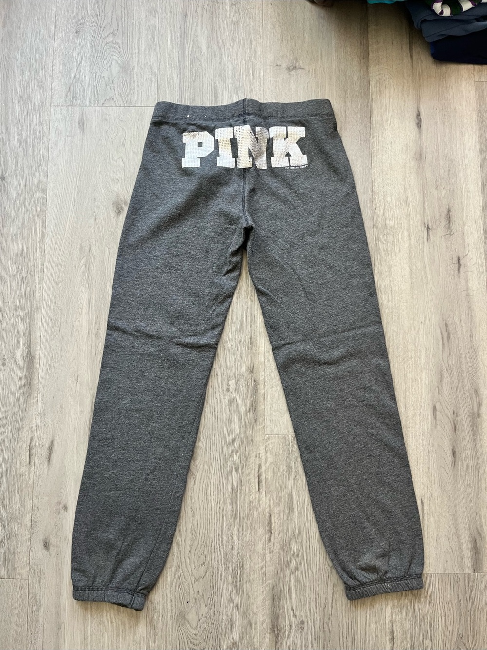 PINK Victoria's Secret Dark Gray Joggers with with Rhinestones.